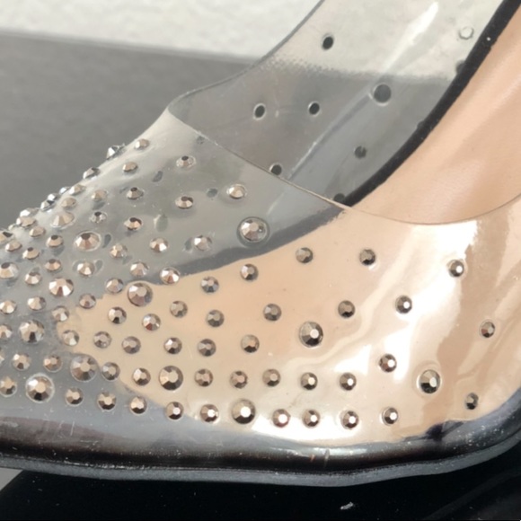 Clear Translucent Lucite & Black Rhinestone Pumps Stiletto Heels 10 - Picture 5 of 7